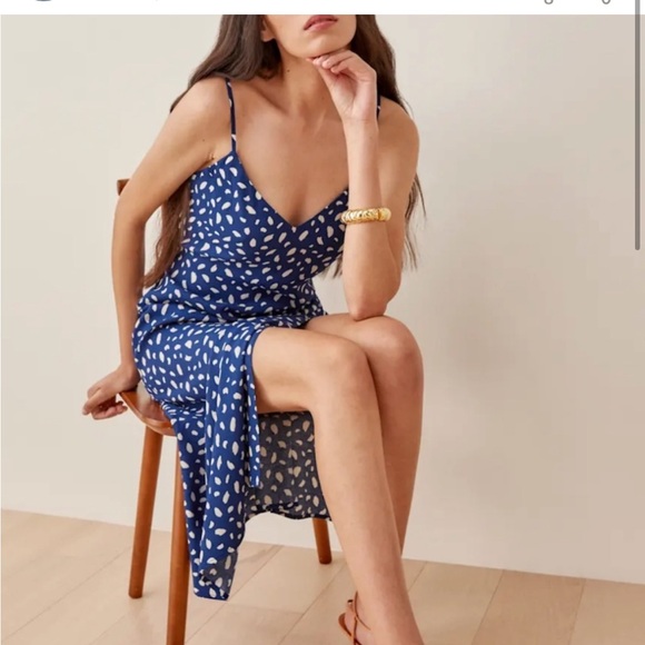 Reformation Navy and White Patterned Dress - Picture 1 of 3